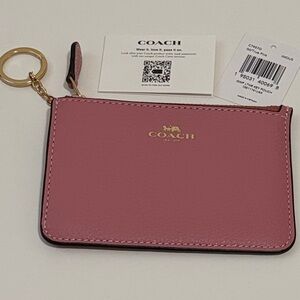 Coach Zip Pouch Key Chain Wristlet Wallet Pink New with Tag